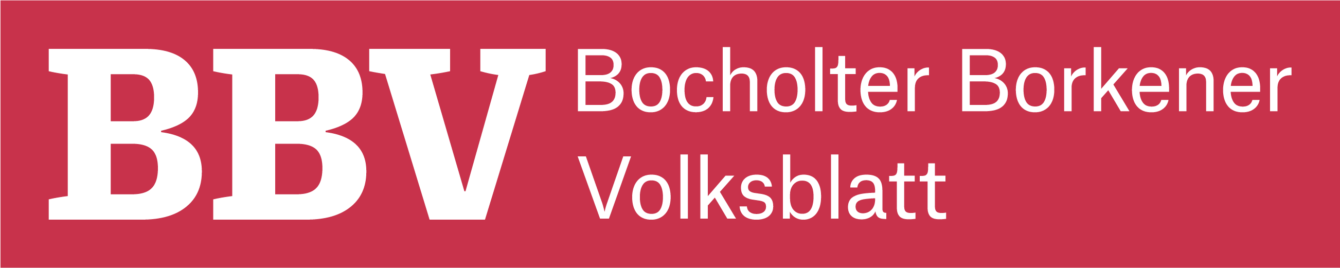 Logo des Bocholt Borkener Volksblattes, roter Hintergrund, kürzel BBV